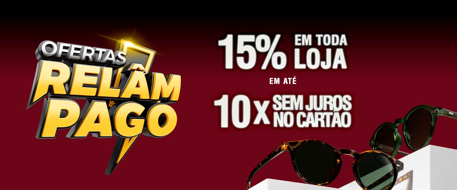 Ofertas Relâmpago — 15% OFF em toda loja e até 10x sem juros no cartão